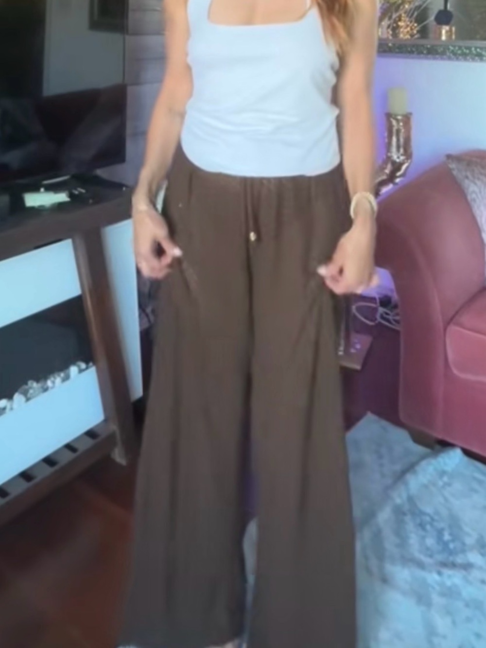 Knit Swim Cover Up Pants in Chocolate Medium